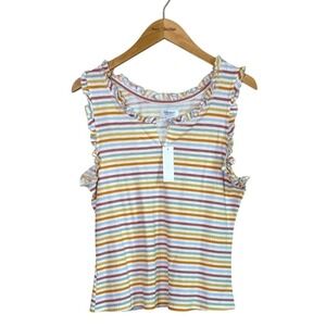 New TRUE CRAFT Originals XL 90s Striped Ruffled Tank Top Cottagecore Summer